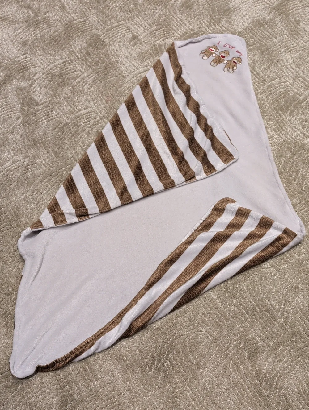 Striped Brown and White Baby Blanket